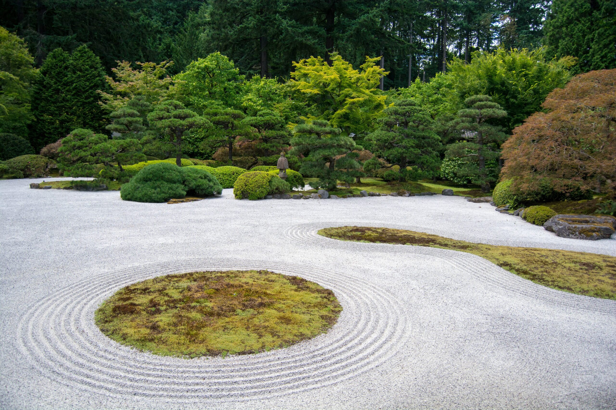 Visual of a zen garden with lots of sand.